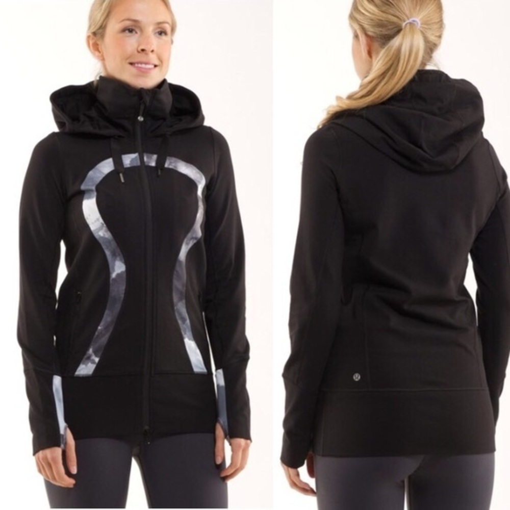 Lululemon In Stride Hoodie Women's Size 4 Black/White/Coal
